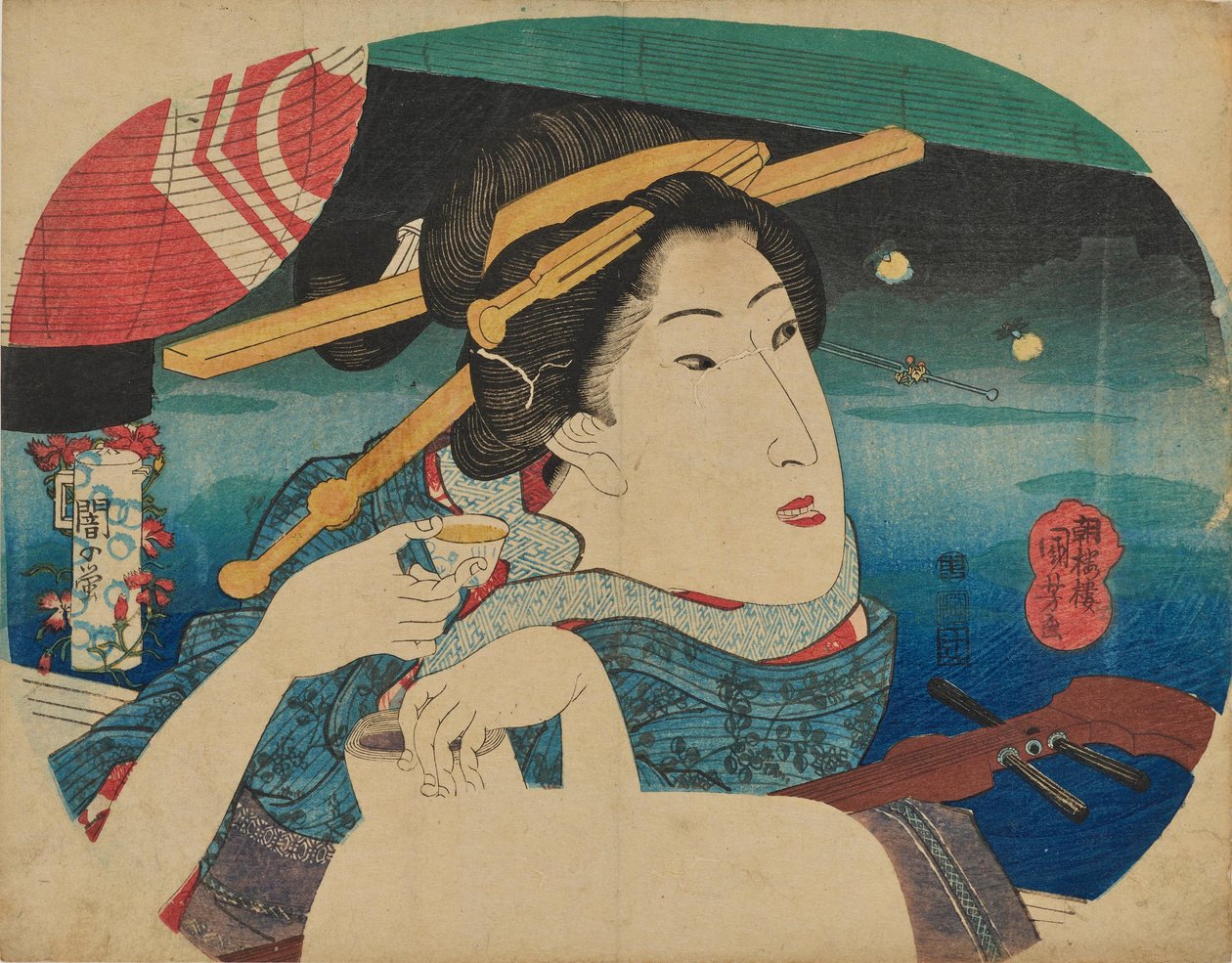 Schönheit und Glühwürmchen von Utagawa Kuniyoshi