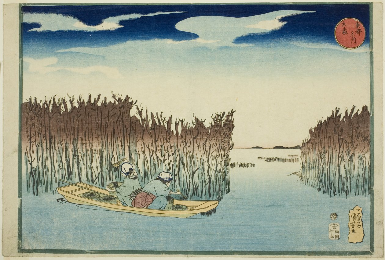 Omori, aus der Serie "Berühmte Orte in der östlichen Hauptstadt" von Utagawa Kuniyoshi