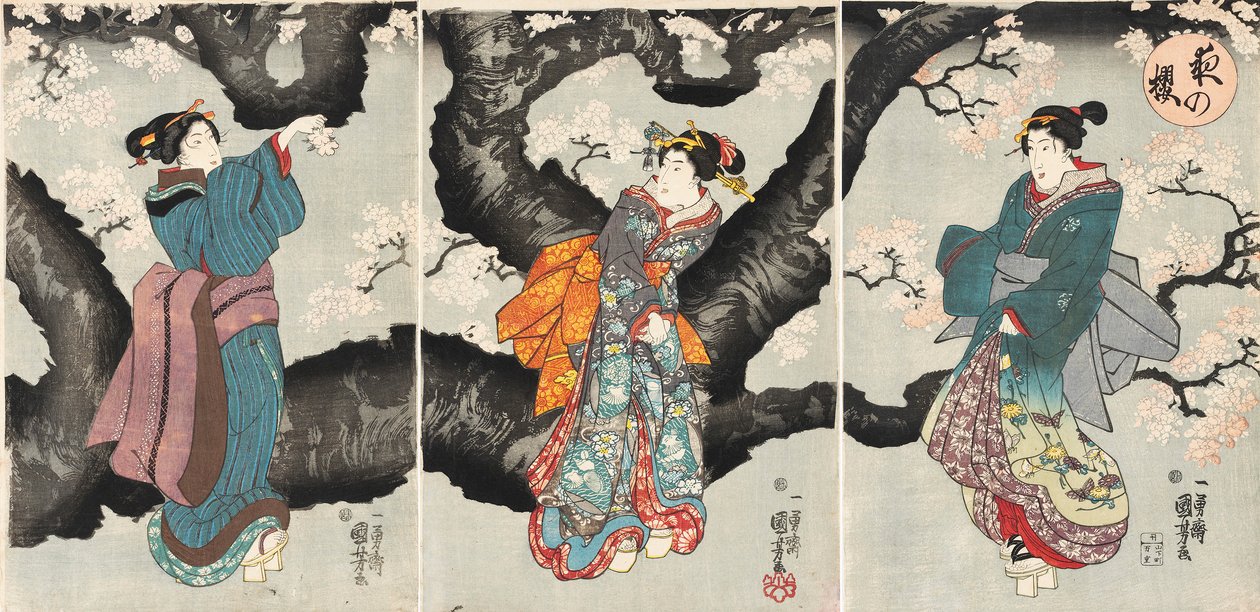 Yoru no sakura [Kirschblüten bei Nacht], ca. 1846 von Utagawa Kuniyoshi