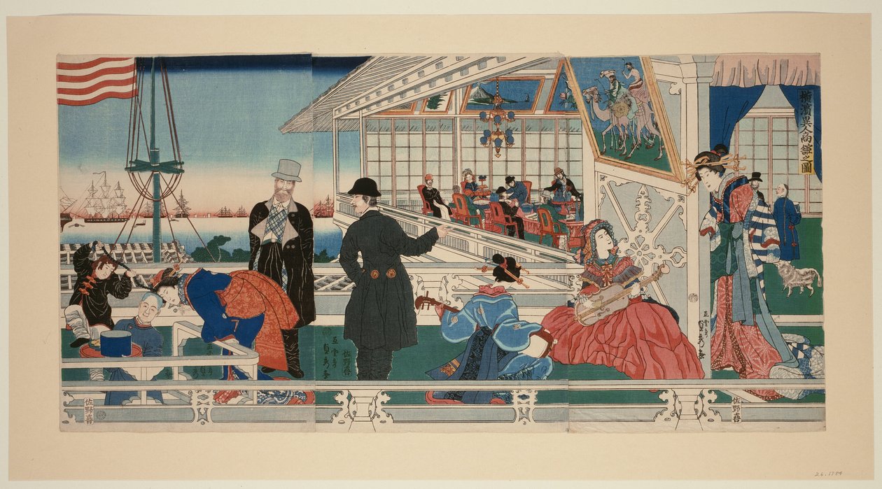 Ein amerikanisches Handelsgebäude in Yokohama (Yokohama ijin shokan no zu) von Utagawa Sadahide