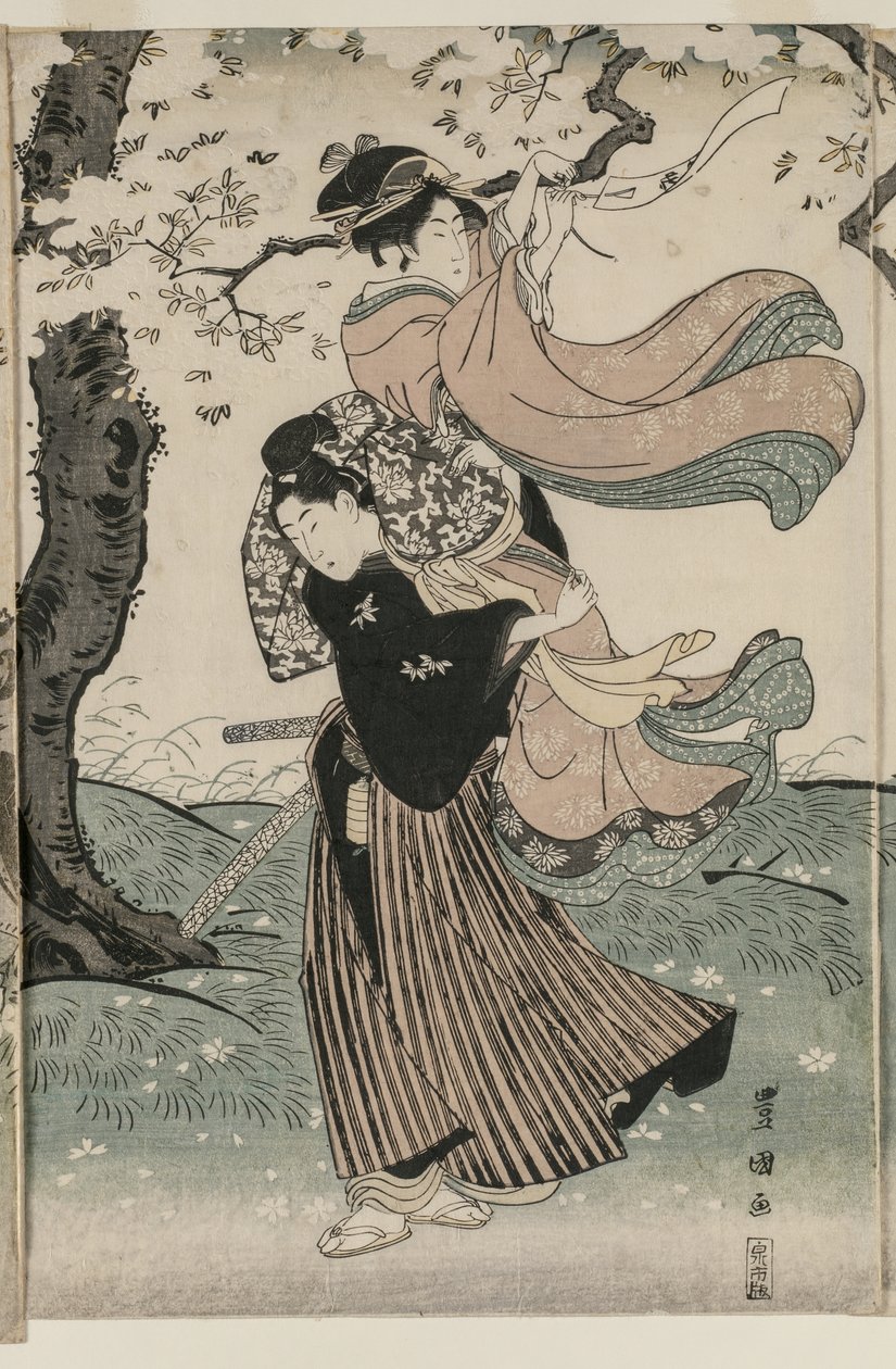 Kirschblüten im Wind von Utagawa Toyokuni