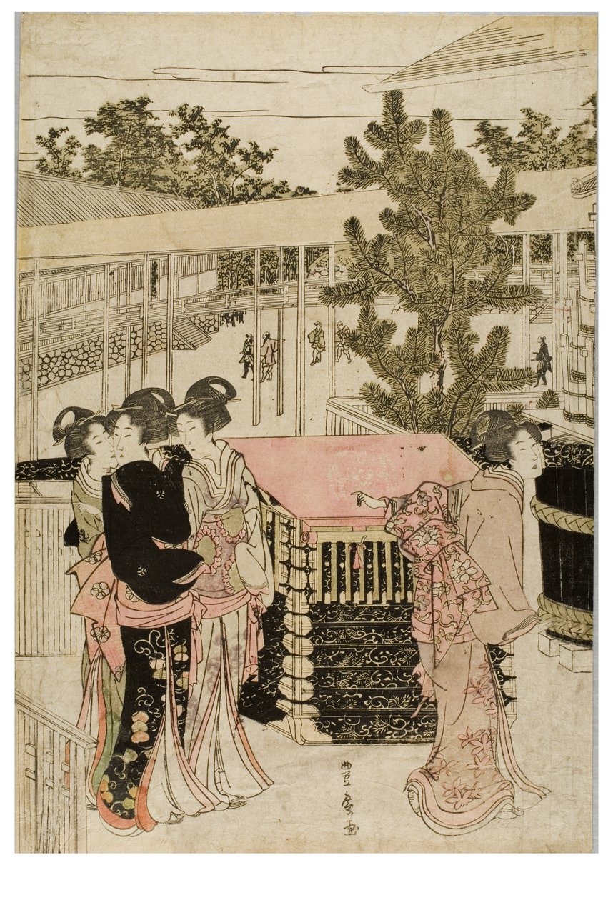 Neujahrspilgerfahrt nach Myohoji in Horinouchi, Edo, ca. 1804-1810 von Utagawa and Toyokuni Utagawa Toyohiro