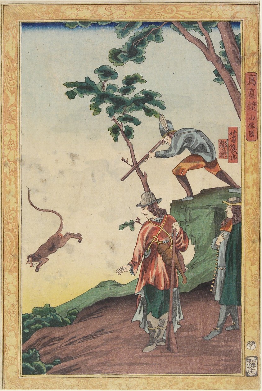 Jagdszene, Januar 1861 von Utagawa Yoshiiku