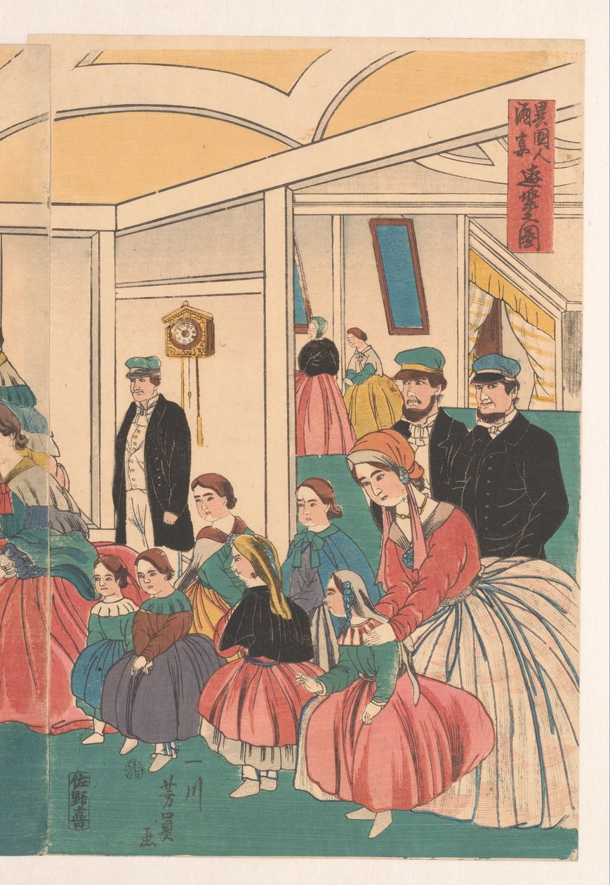 Ausländer amüsieren sich bei einem Bankett von Utagawa Yoshikazu