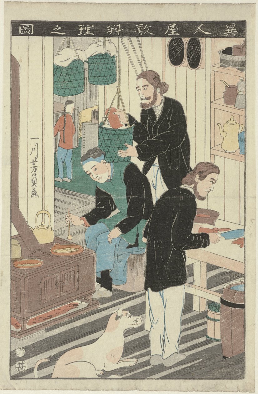 Die Küche im Haus eines Ausländers von Utagawa Yoshikazu