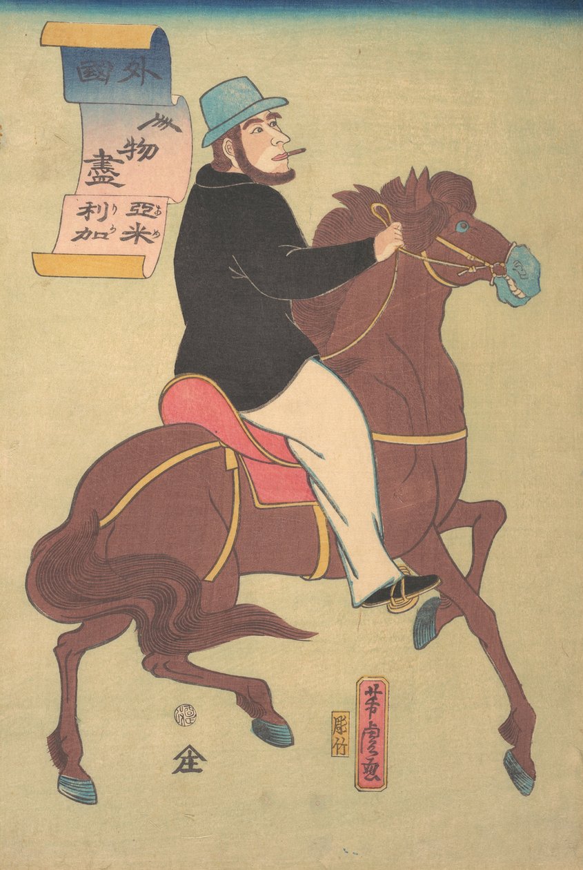 Amerikanischer Reiter, 1. Monat, 1861 von Utagawa Yoshitora