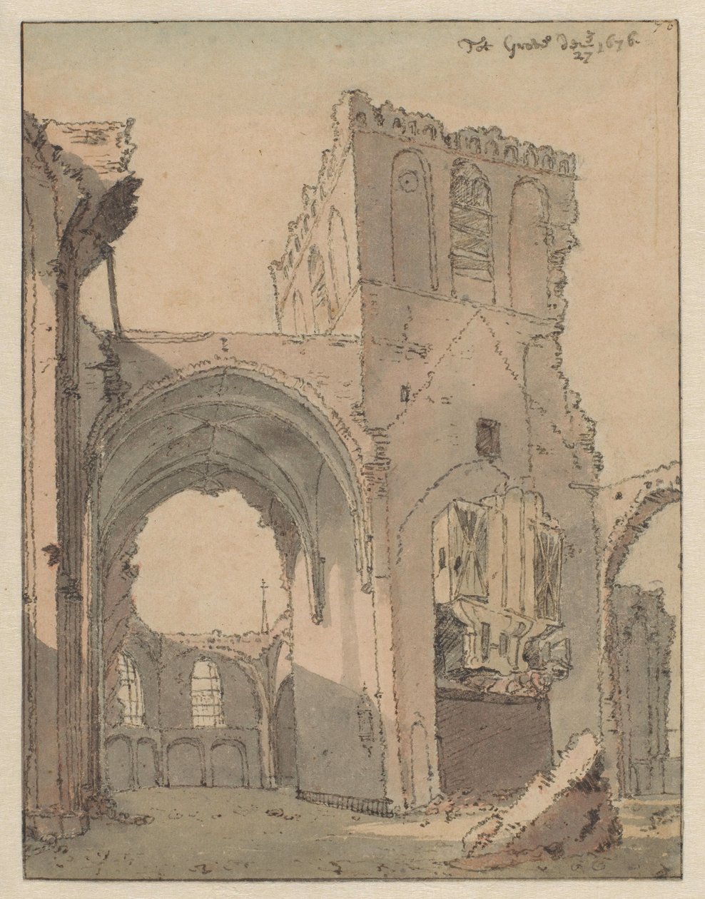 Die Ruine der Grote Kerk in Grave von Valentijn Klotz (attributed to)