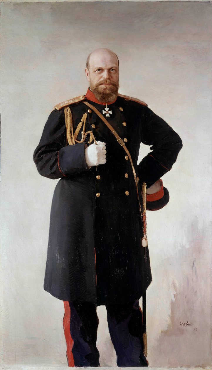 Ganzkörperporträt von Alexander III. (1845-1895), Kaiser von Russland. Gemälde von Valentin Serov (1865-1911) 1895 St. Petersburg. Schloss Peterhof von Valentin Aleksandrovich Serov