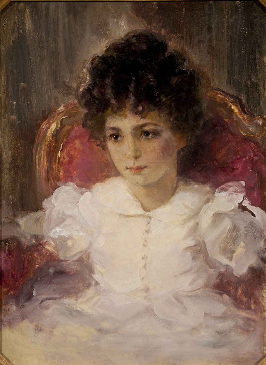 Porträt von Tatyana Sergeevna Khokhlova, geb. Botkina, als Kind von Valentin Aleksandrovich Serov