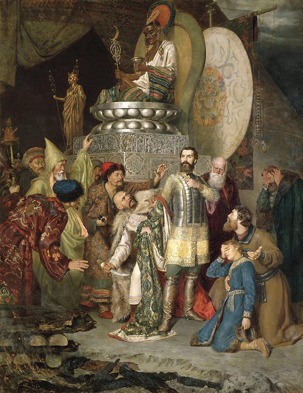 Prinz Michael von Tschernigow im Lager von Batu Khan, 1246, 1883 von Vasily Smirnov