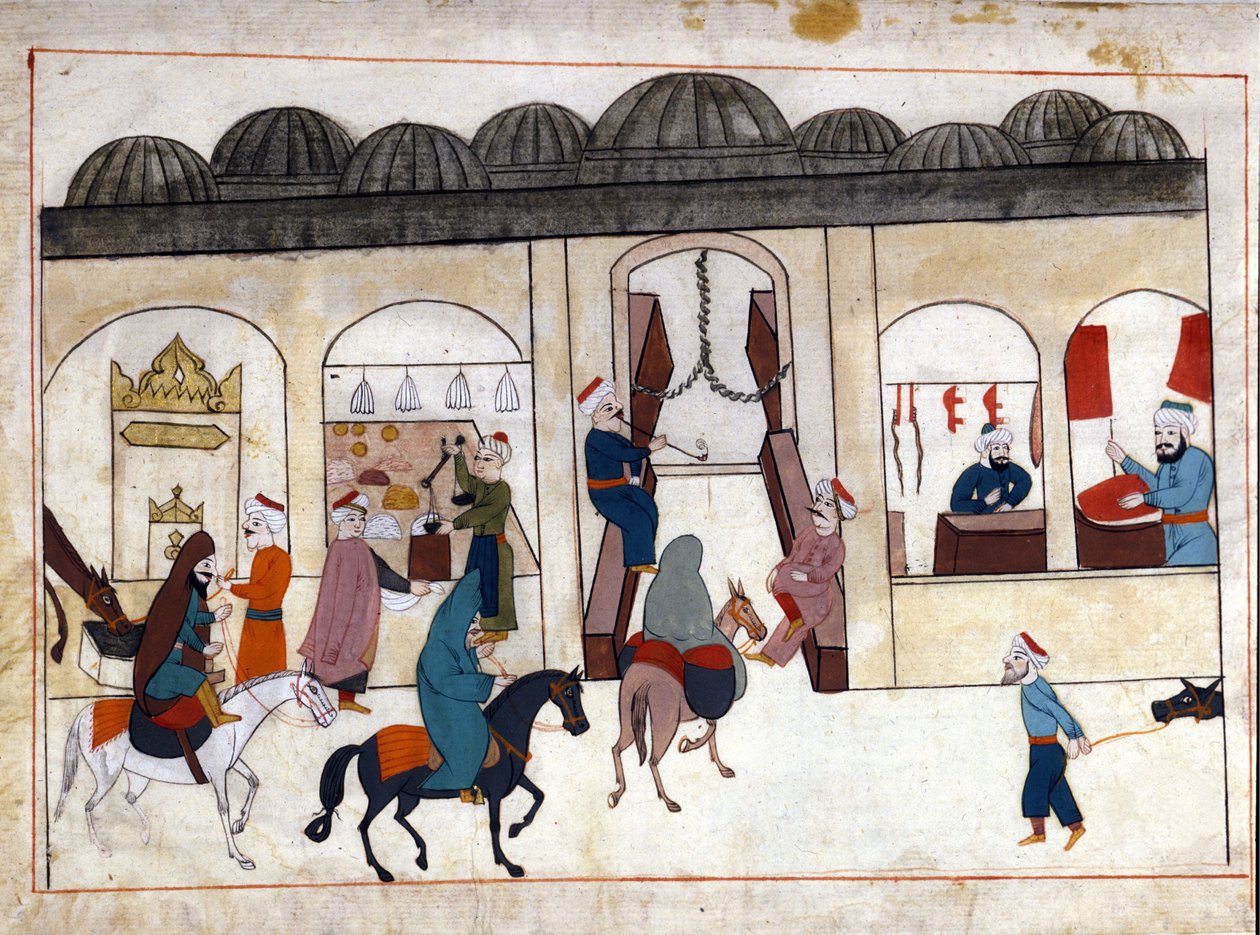 Ein Marsch aus Konstantinopel. Miniatur aus „Türkische Denkmäler“ (Codex Cicogna 1971 „Memorie Turchesche“) Aquarell aus der venezianischen Schule des 17. Jahrhunderts. von Venetian School