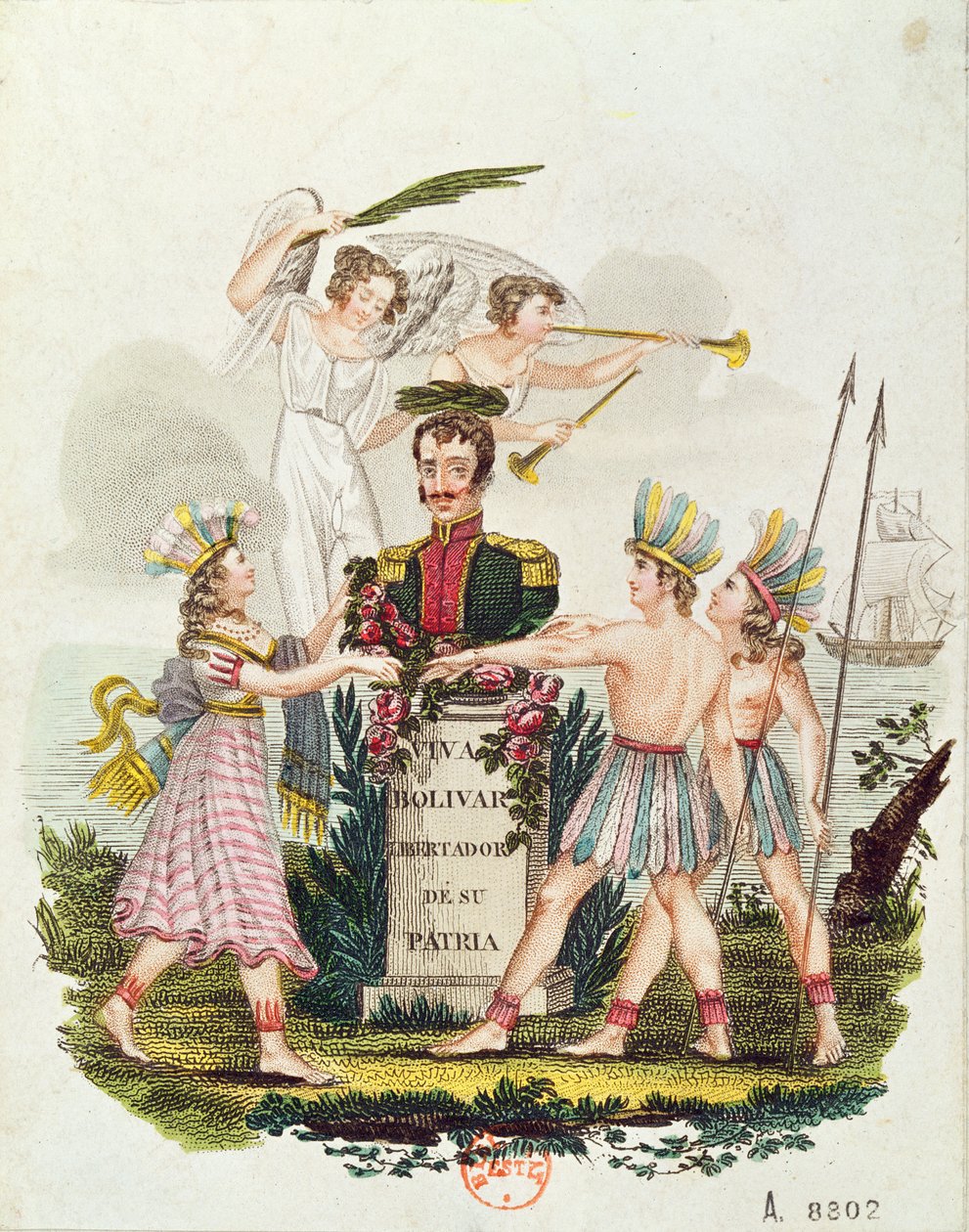 Beliebte Bilddarstellung, die Bolivar verherrlicht, ca. 1840 von Venezuelan School