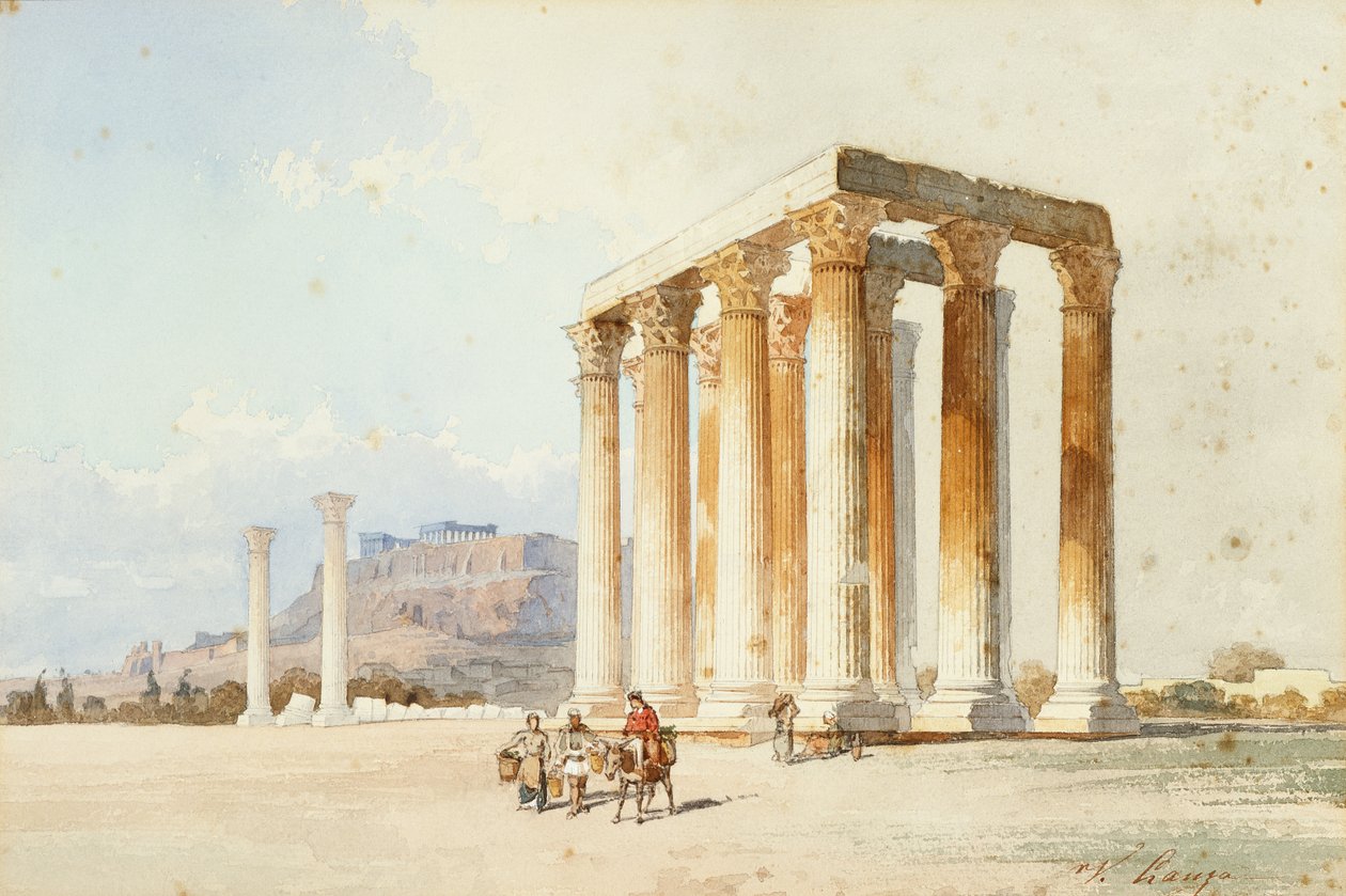 Tempel des Zeus mit Akropolis, Parthenon, Athen von Vicenzo Lanza