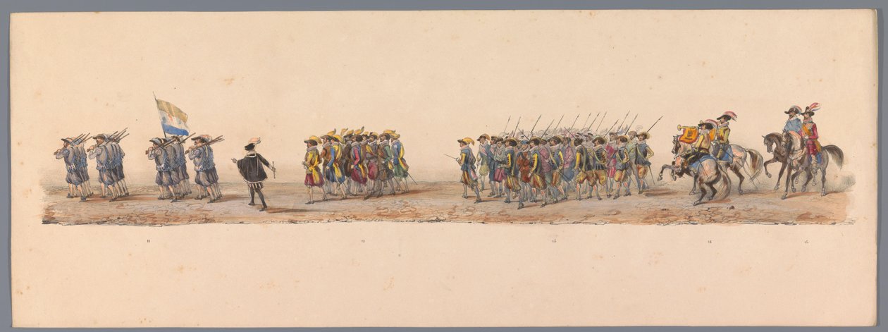 Historischer Umzug zum zweiten Jahrhundertfest der Universität Utrecht, 1836 (Platte 4) von Victor Adam