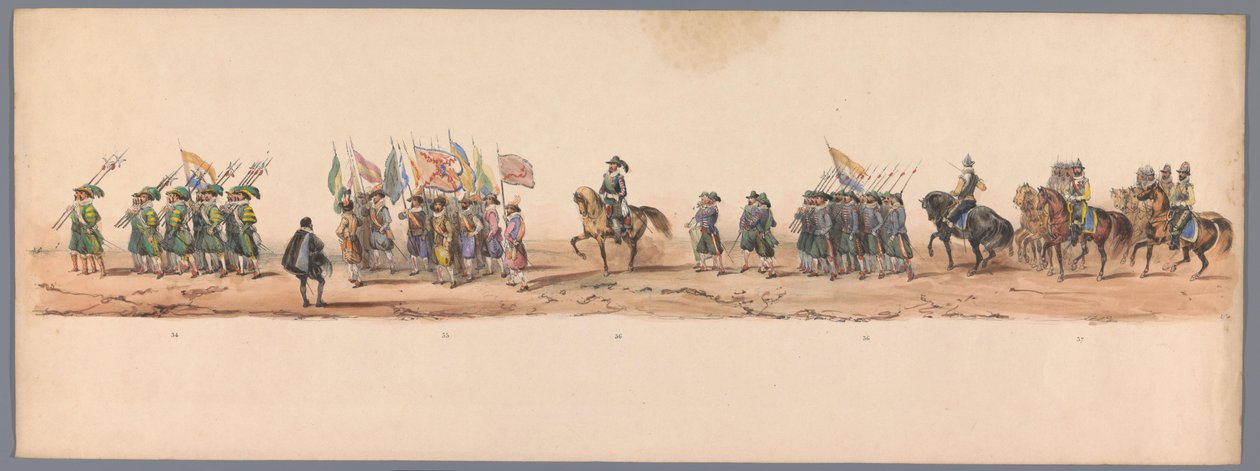 Historischer Umzug zum zweihundertjährigen Jubiläum der Universität Utrecht, 1836 (Tafel 9) von Victor Adam