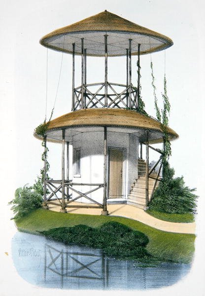 Ein rustikaler Pavillon mit Belvedere, Illustration aus 