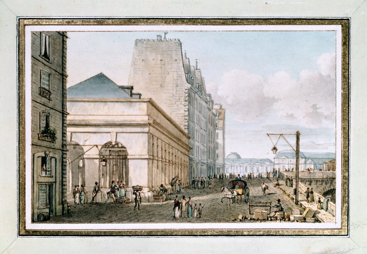 Ansicht des neuen Geflügelmarktes, gelegen am Quai des Augustins in der Nähe der Pont-Neuf, Paris, um 1810 von Victor Jean Nicolle