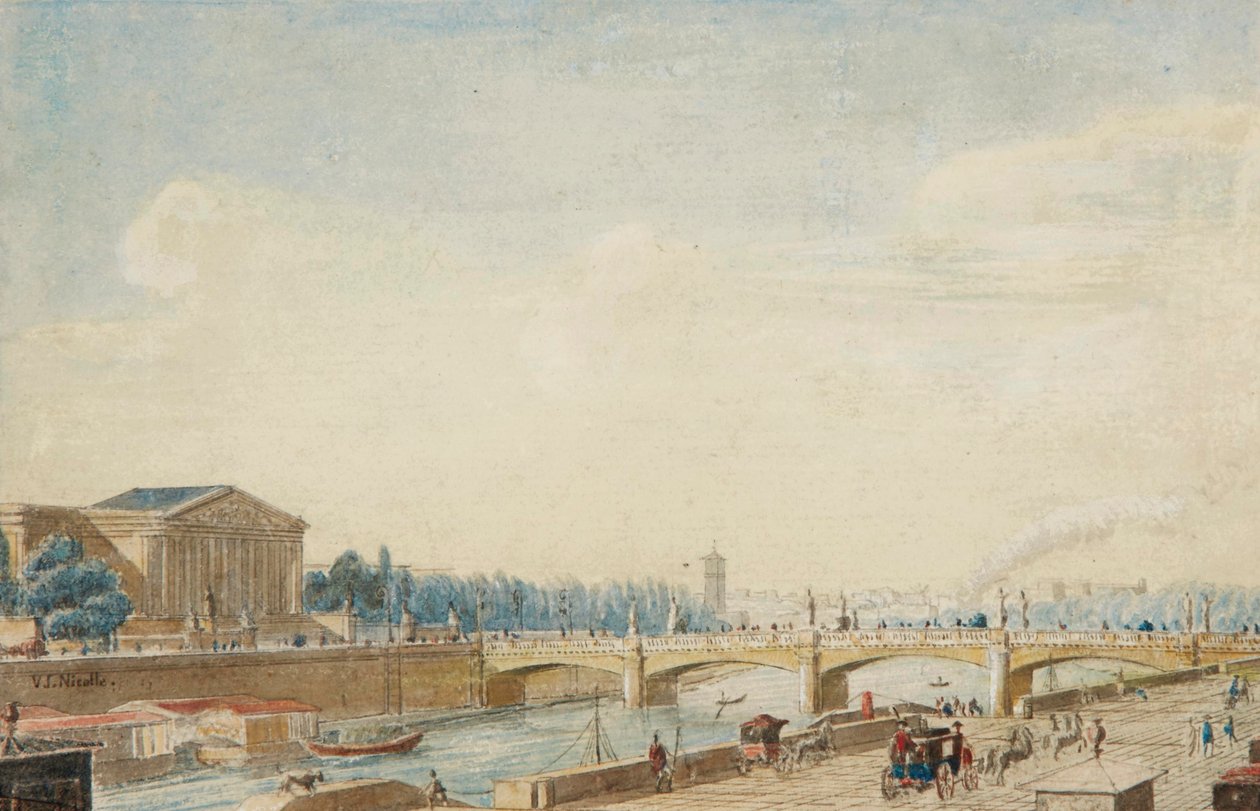 Blick auf die Pont de la Concorde und den Palais Bourbon in Paris von Victor Jean Nicolle