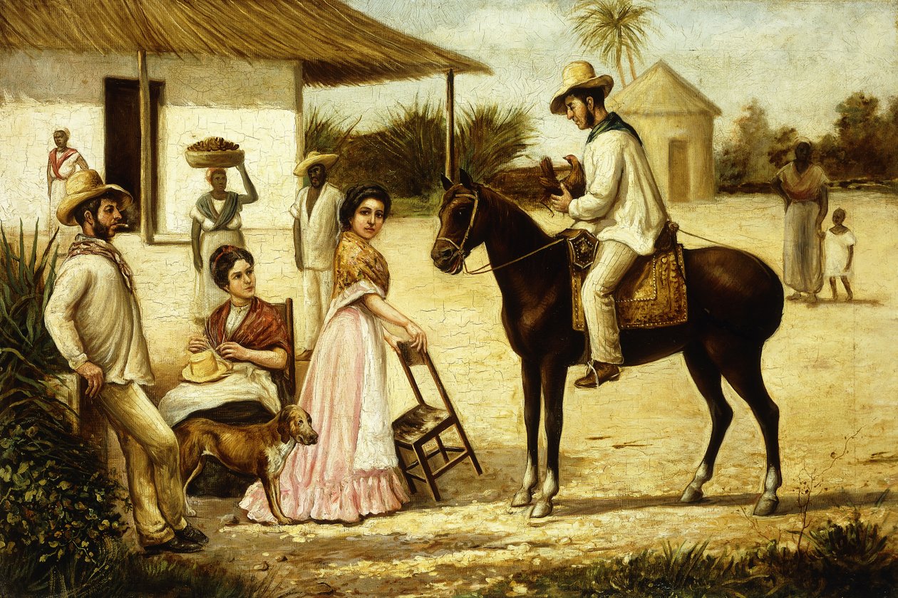Bauernfamilie an der Scheunentür; Familia de Guajiros a la Puerta de un Potrero, ca. 1880 von Victor Patricio Landaluce