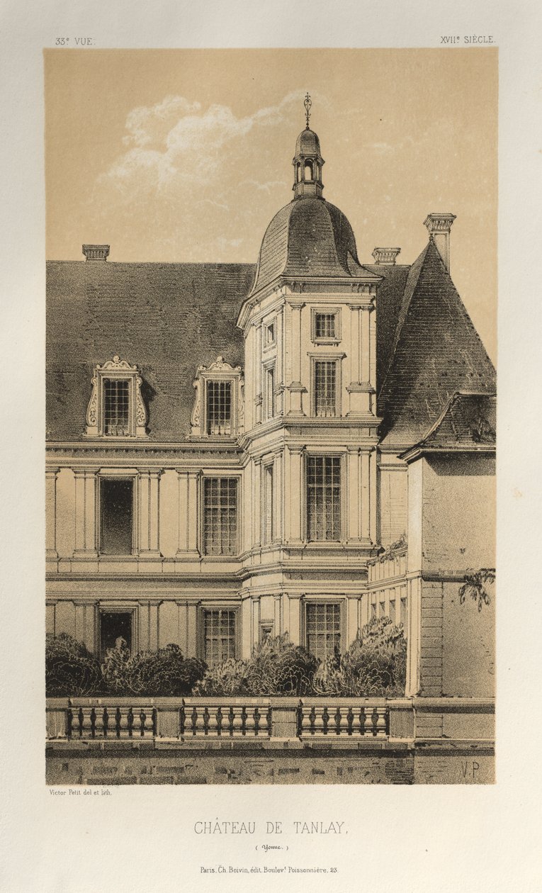 Architektur Pittoresque oder Denkmäler des 15. und 16. Jahrhunderts: Schlösser Frankreichs des 15. und 16. Jahrhunderts: Pl. 33, Schloss von Tanlay (Yonne) von Victor Petit
