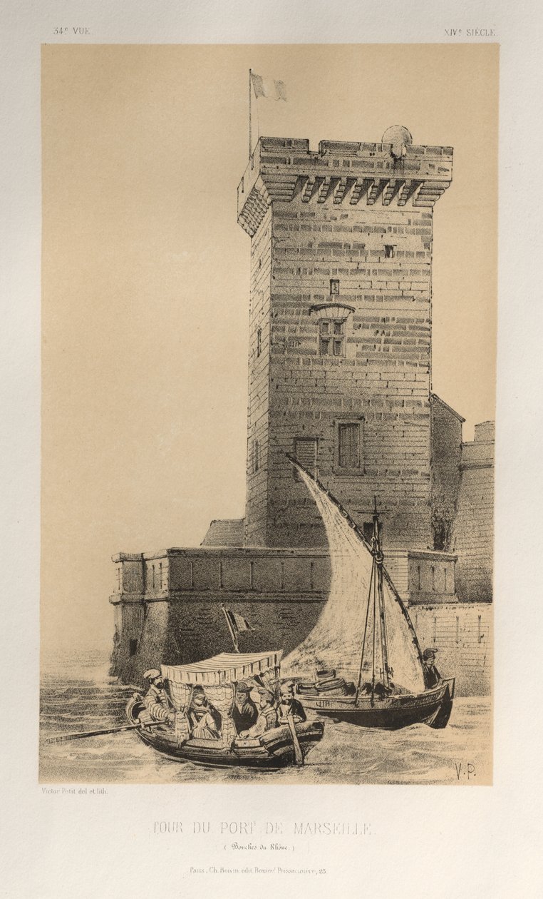 Architektur Pittoresque oder Denkmäler des 15. und 16. Jahrhunderts: Schlösser Frankreichs des 15. und 16. Jahrhunderts: Pl. 34, Turm des Hafens von Marseille (Bouches-du-Rhône) von Victor Petit
