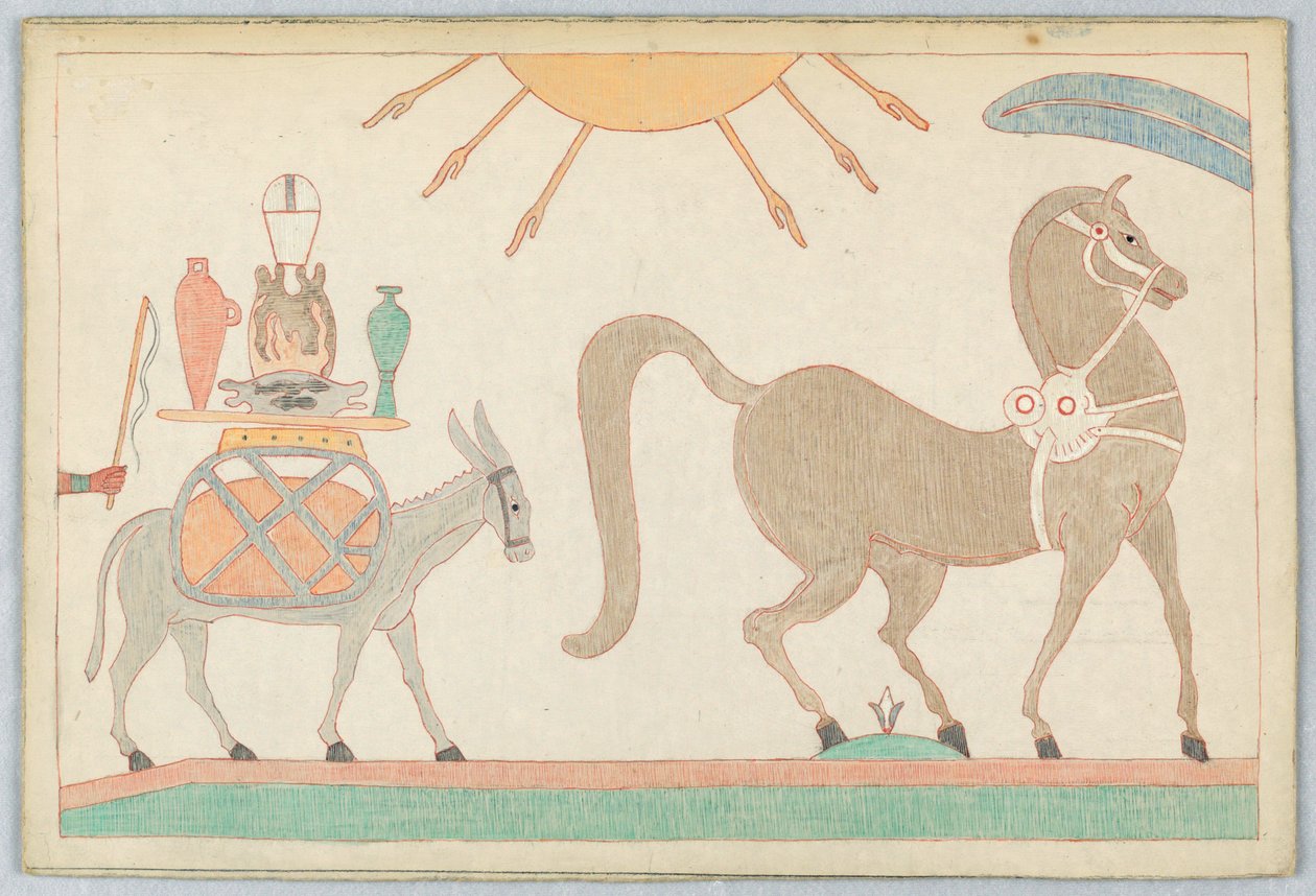 Das Pferd und der Esel, Illustration zu Äsops Fabeln von Victor Wilbour
