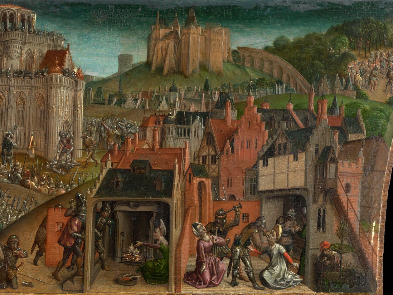 Eroberung Jerusalems durch Titus (Predella) von Vienna Master of Mary of Burgundy