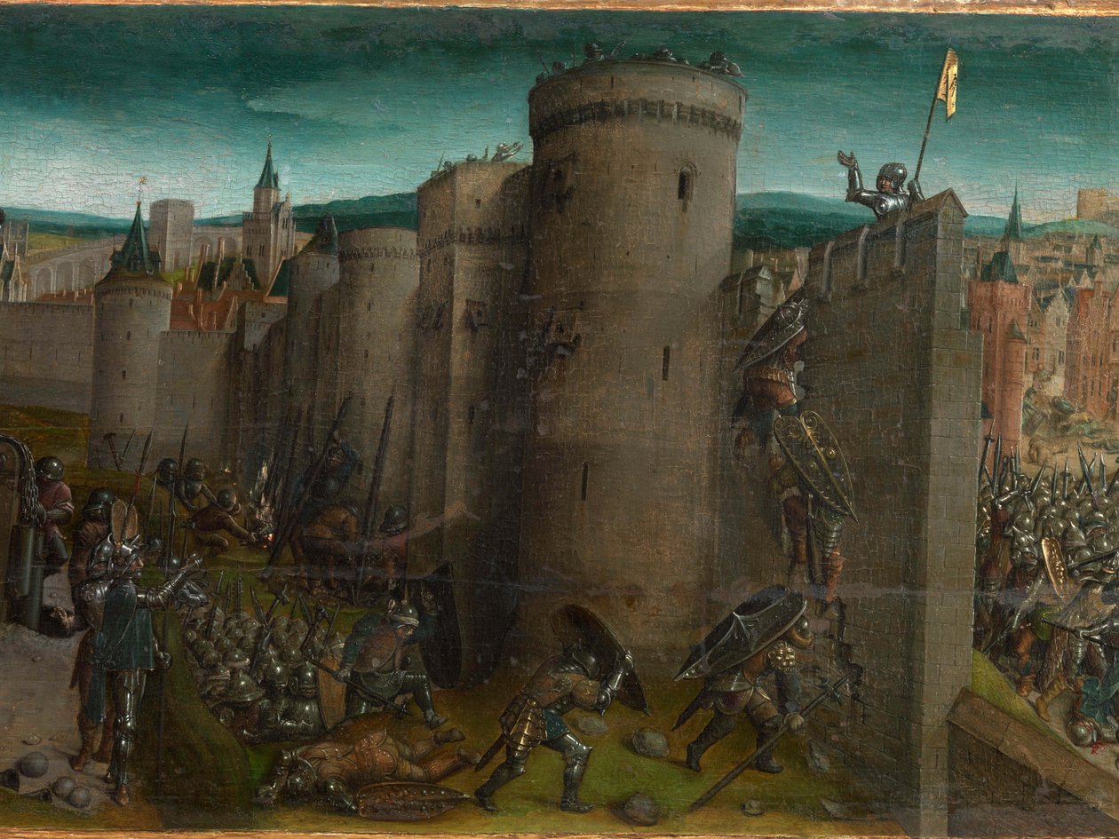 Eroberung Jerusalems durch Titus (Predella) von Vienna Master of Mary of Burgundy