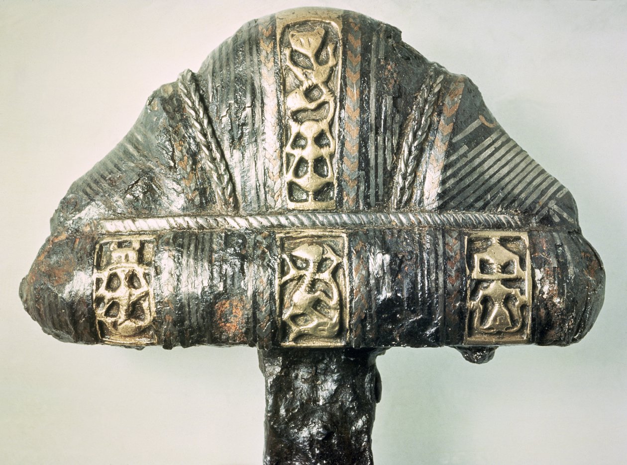 Detail eines Schwertgriffs mit gestempelter Dekoration von Viking