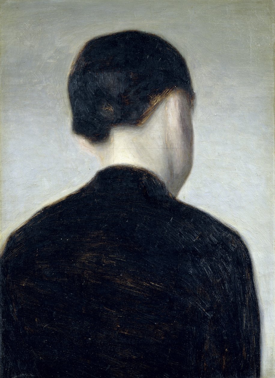 Sitzende Figur, von hinten gesehen (Anna Hammershoi) 1884 von Vilhelm Hammershoi