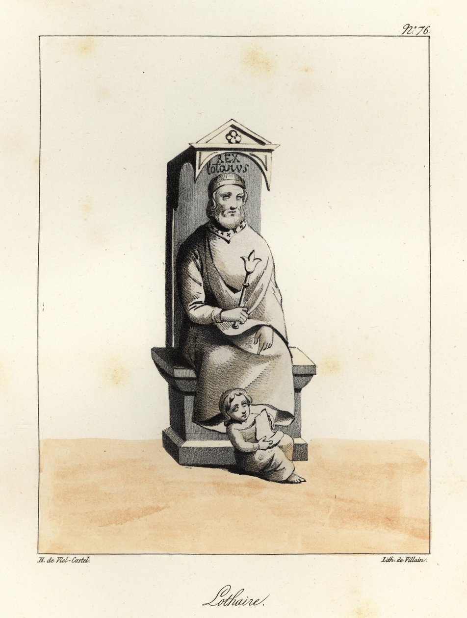 Statue von Lothar I., Lothar I., Karolingischer Kaiser, König von Italien und Mittelreich, 795-855 von Villain Villain