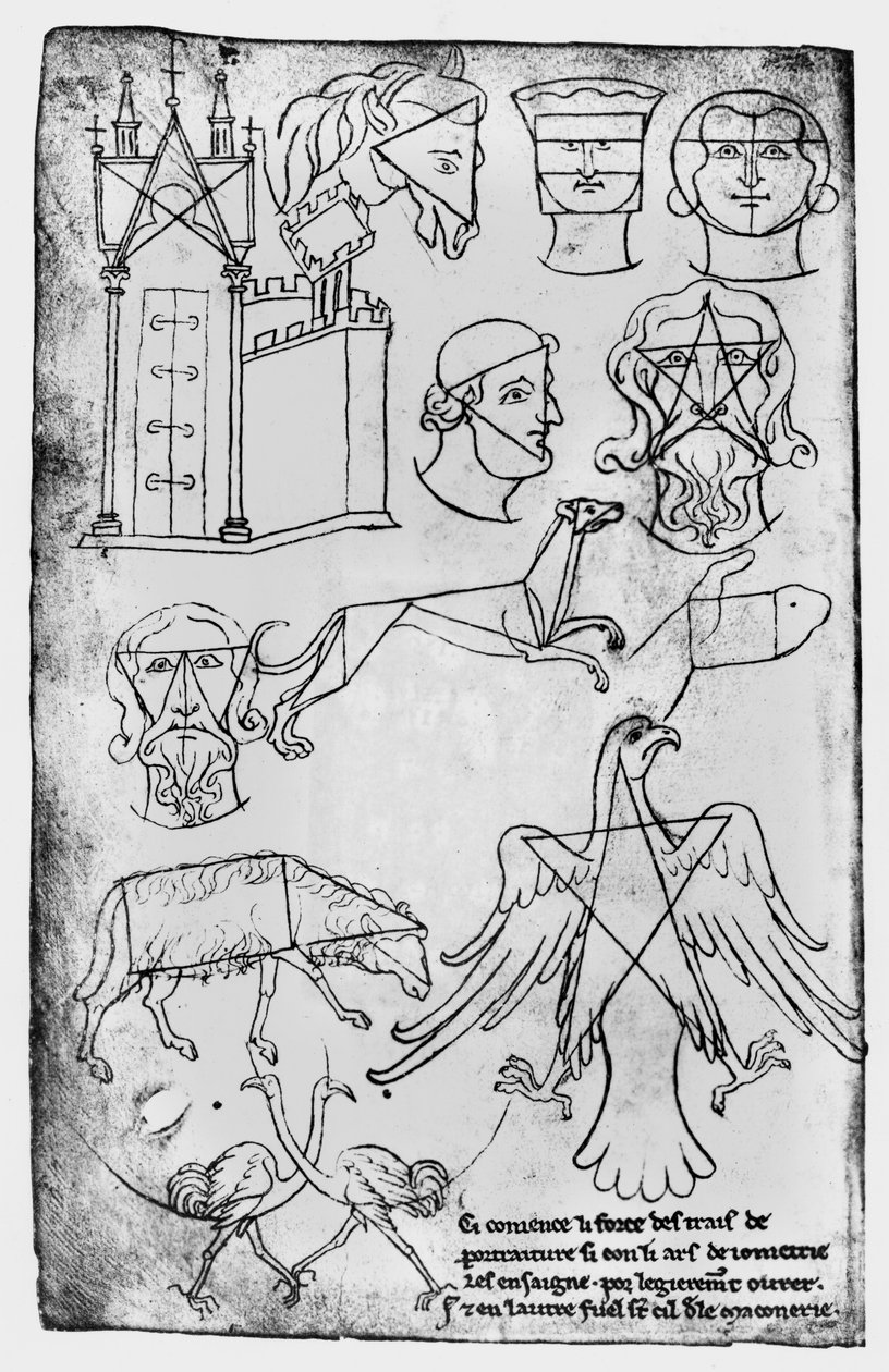 Ms Fr 19093 fol.18v Verschiedene Zeichnungen (Faksimile) von Villard de Honnecourt