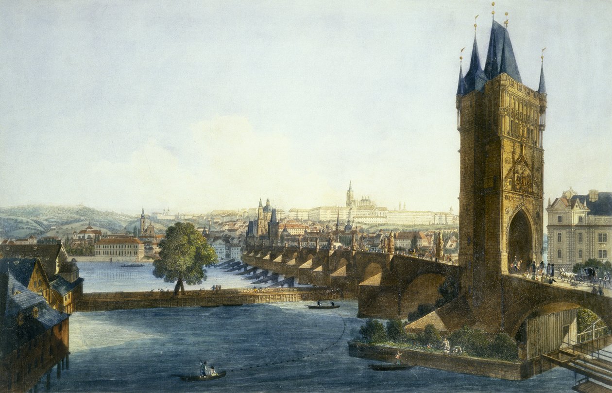 Ansicht der Prager Burg und der Kleinseite von Südwesten von Vincenc and Richter, Carl August Morstadt