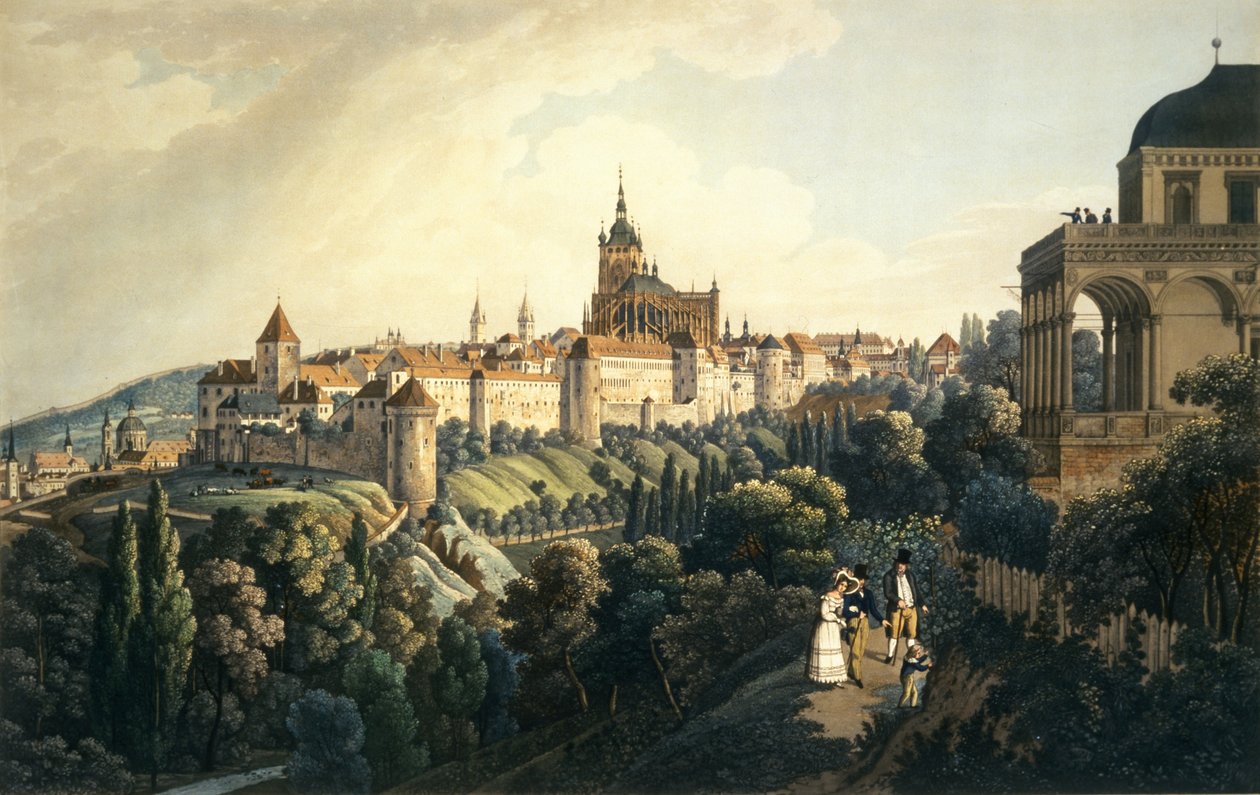 Prager Burg und das Königliche Lustschloss, 1836 von Vincenc Morstadt