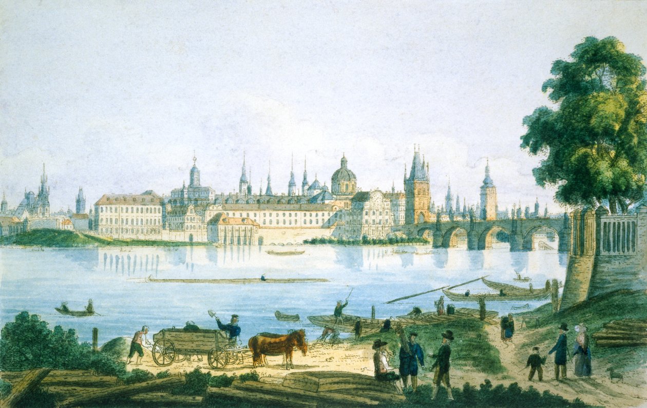 Blick auf Prag von der Kleinseite, 1830 von Vincenc Morstadt