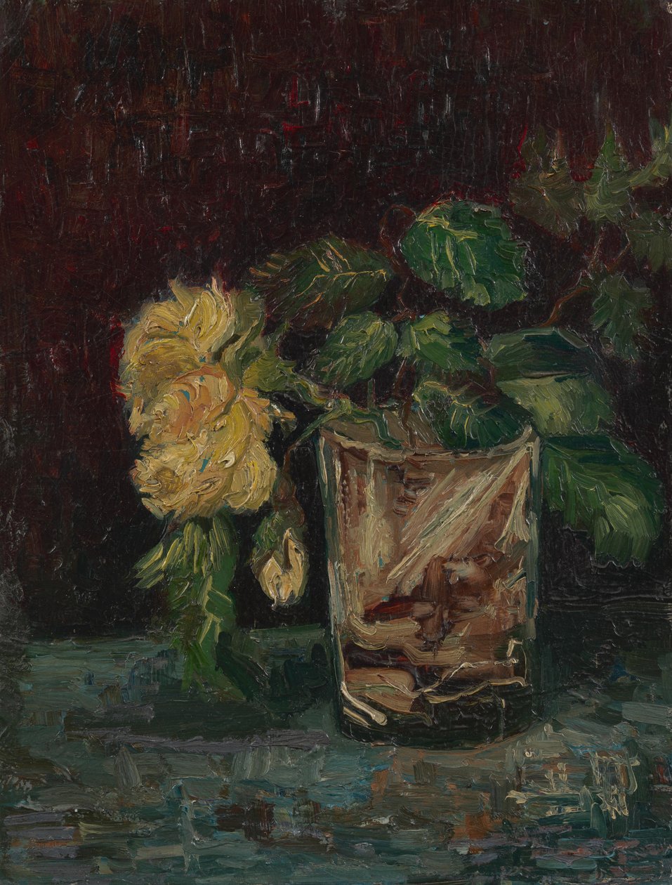 Glas mit gelben Rosen von Vincent van Gogh