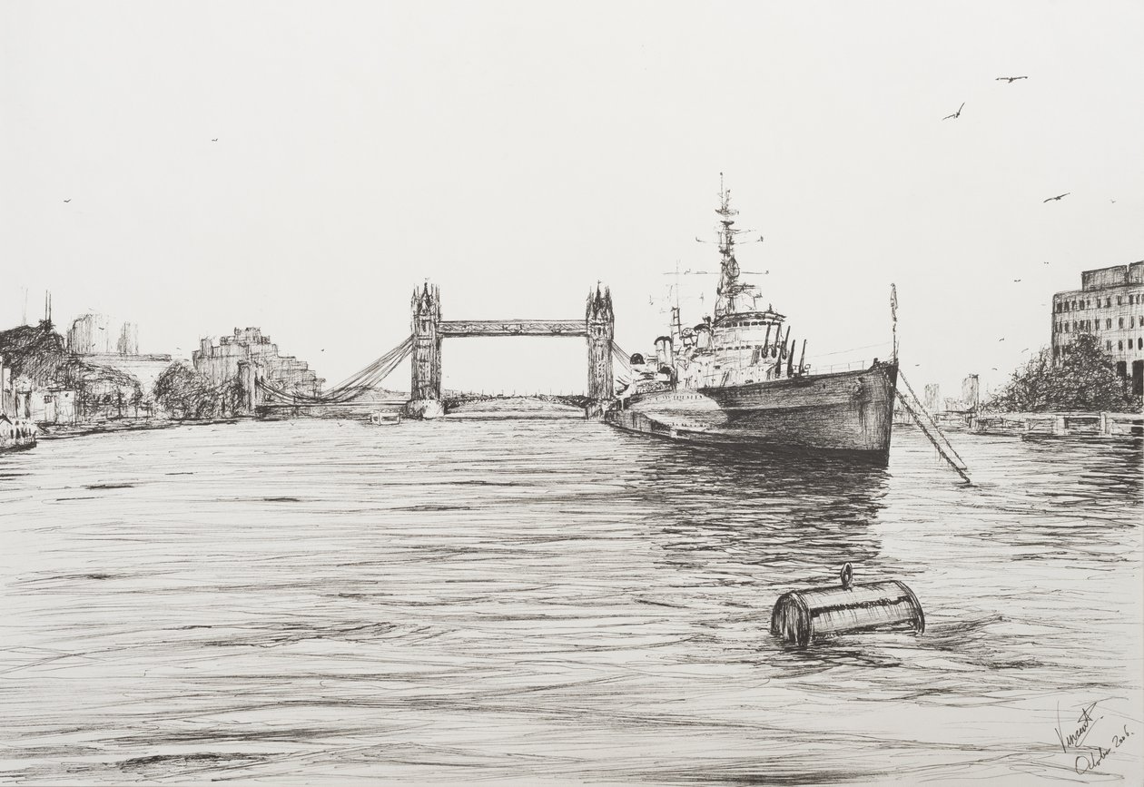 HMS Belfast auf der Themse, London, 2006 von Vincent Alexander Booth