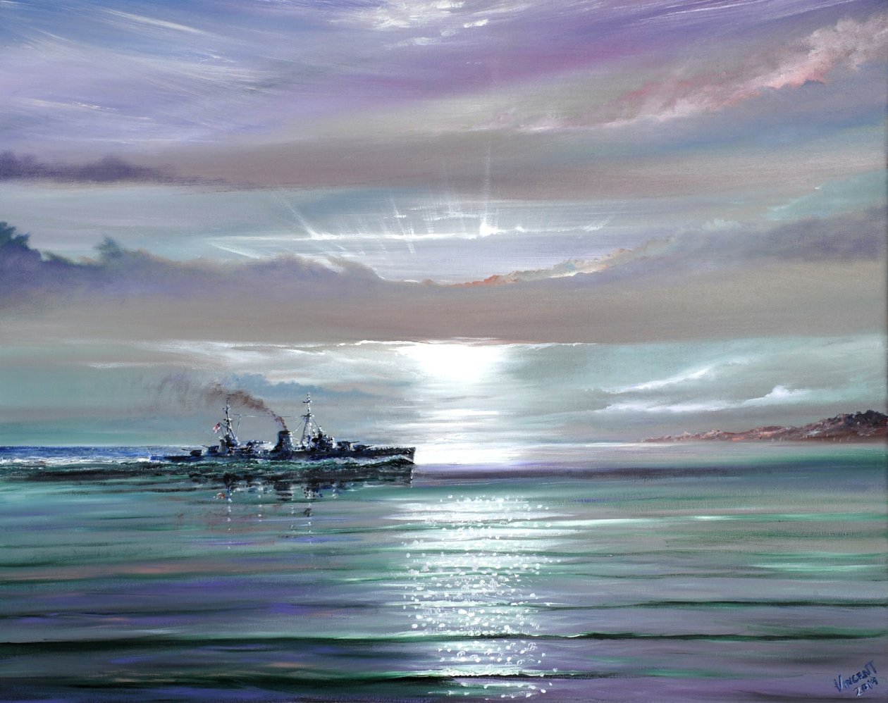 HMS Neptune, Mittelmeer Dezember 1941, 2019 von Vincent Alexander Booth