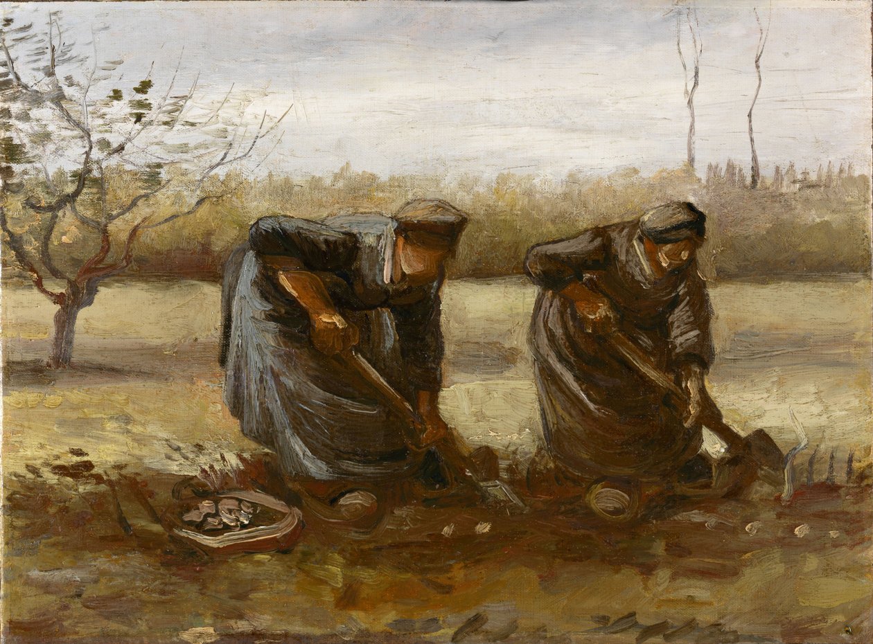 Zwei Bäuerinnen graben Kartoffeln, 1885 von Vincent van Gogh