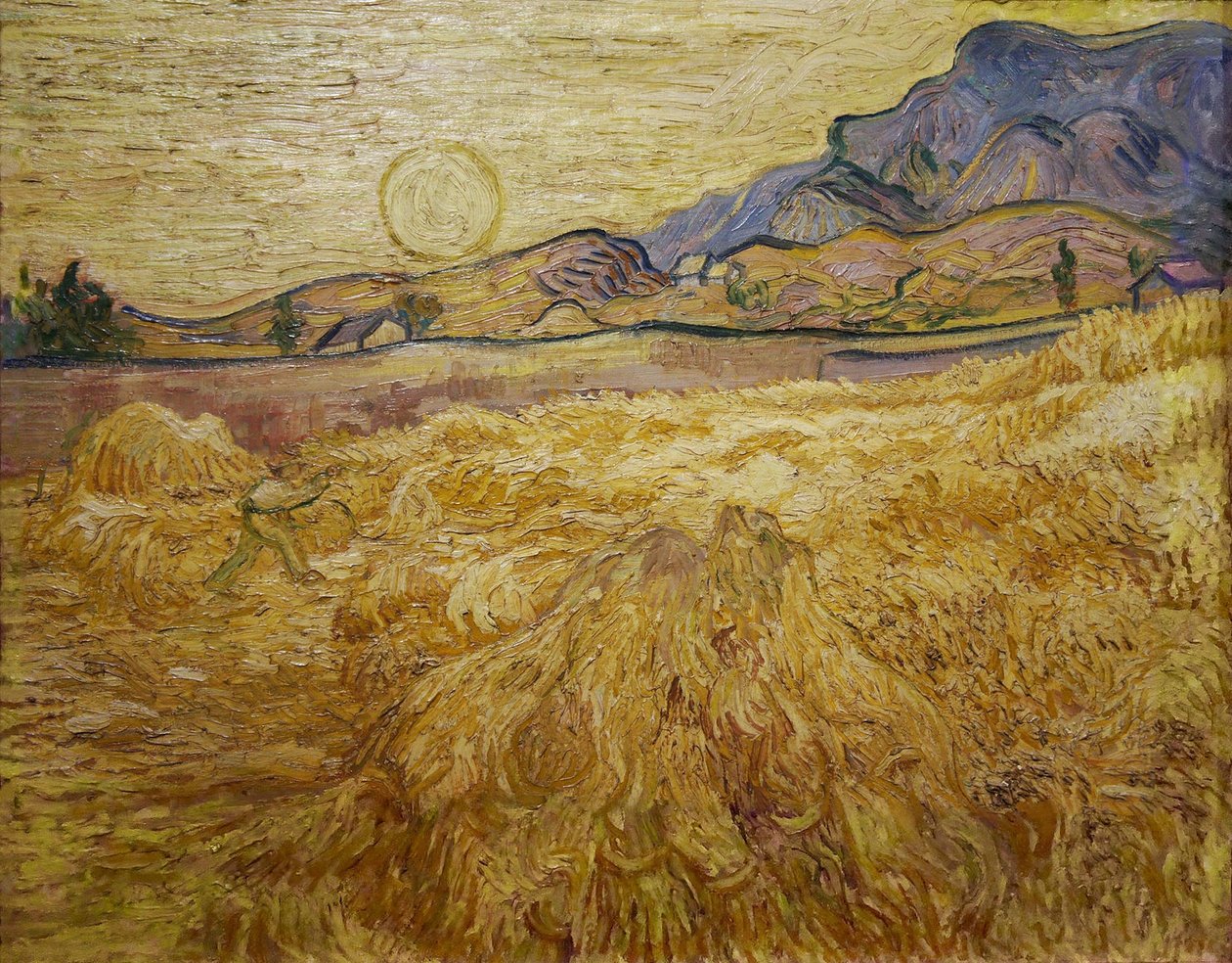 Weizenfeld mit Schnitter und Sonne, 1889 von Vincent van Gogh