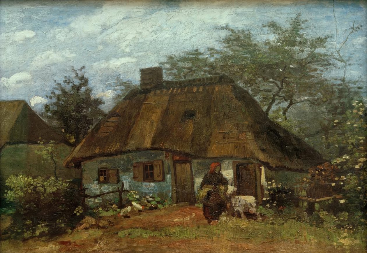 Bauernhaus und Frau mit Ziege von Vincent van Gogh
