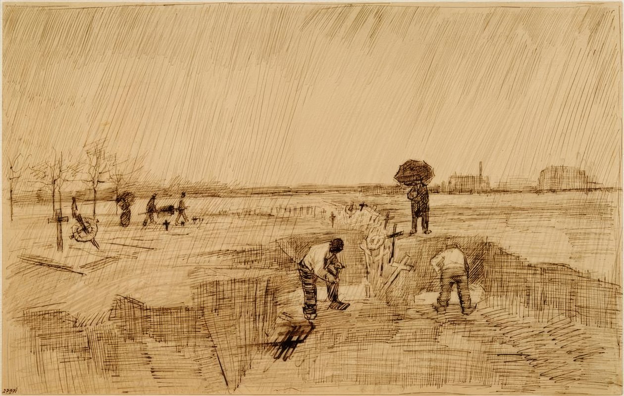 Friedhof im Regen von Vincent van Gogh