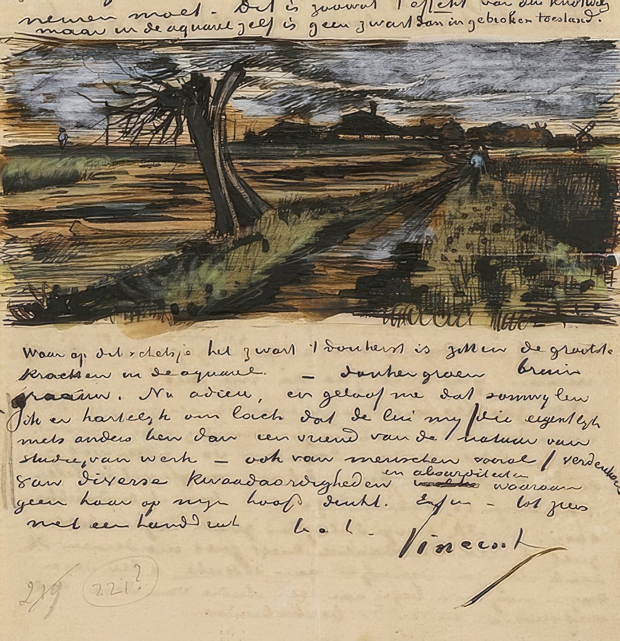Kopfweide, Brief an Theo van Gogh. 1882 von Vincent van Gogh