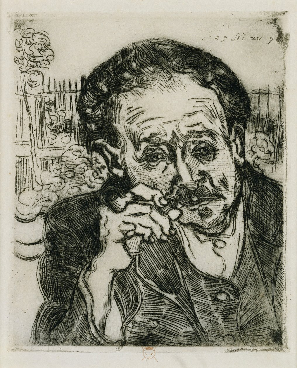 Der Mann mit der Pfeife: Porträt von Doktor Gachet, 1890 von Vincent van Gogh