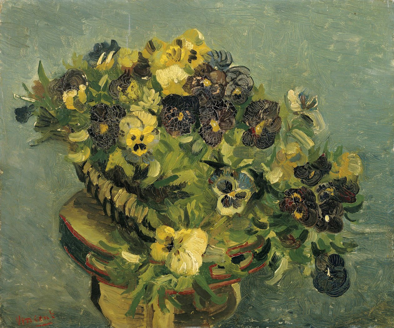 Korb mit Stiefmütterchen von Vincent van Gogh