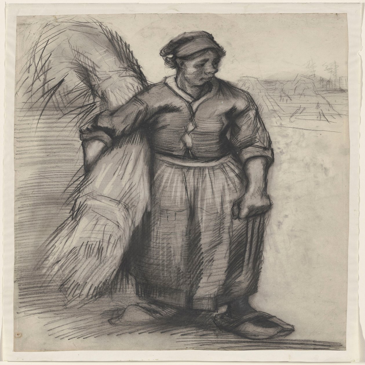 Bäuerin mit Getreidebündel, von vorne gesehen von Vincent van Gogh