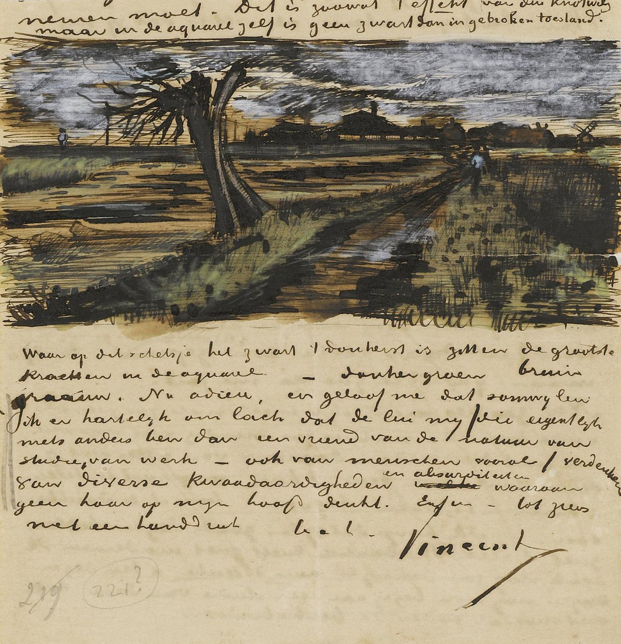Pollard-Weide. Brief an Theo van Gogh von Vincent van Gogh