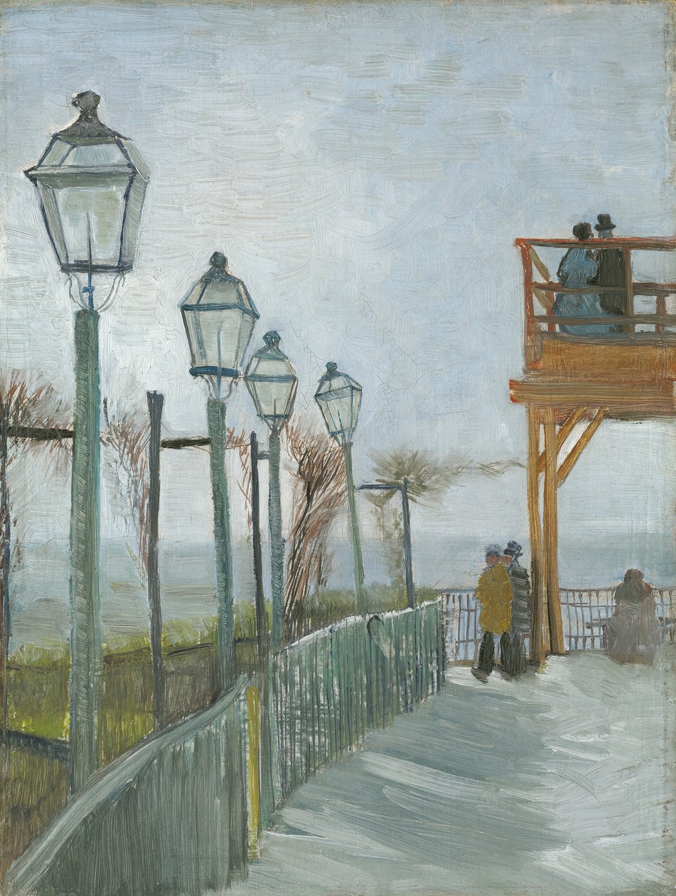 Terrasse und Aussichtsplattform am Moulin de Blute-Fin, Montmartre, Anfang 1887 von Vincent van Gogh