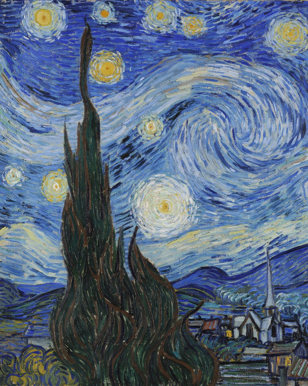 Die Sternennacht, Juni 1889 (Detail) von Vincent van Gogh