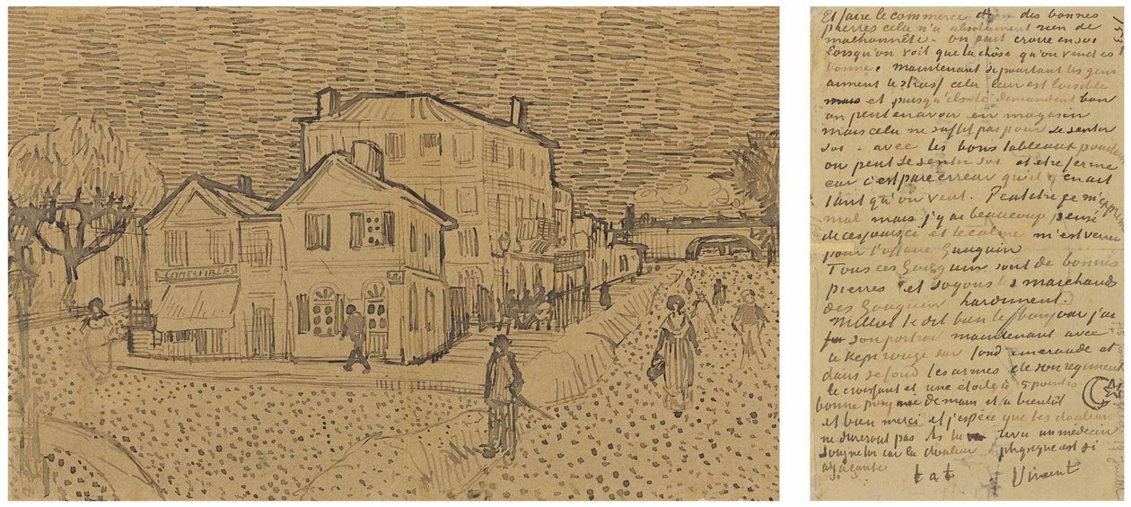 Das gelbe Haus Die Straße, Brief an Theo aus Arles, Samstag, 29. September 1888 von Vincent van Gogh